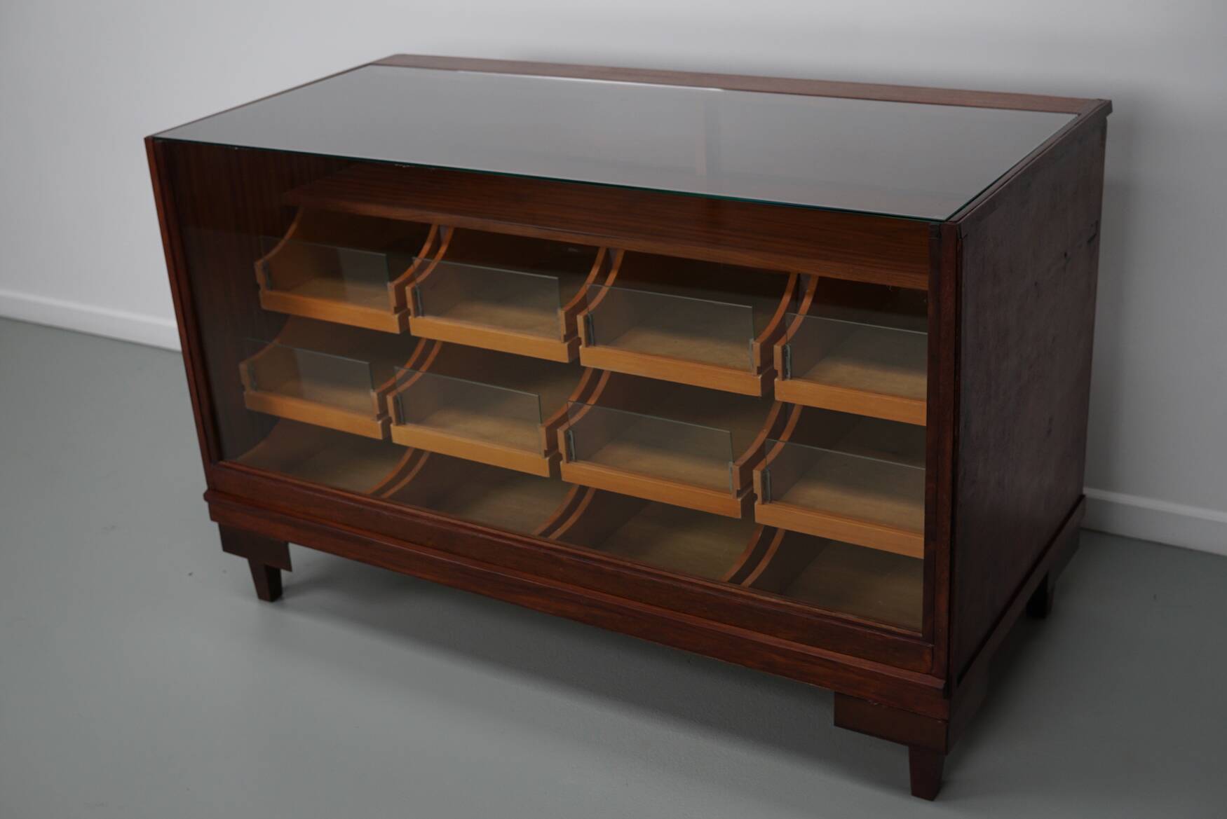 Vintage oak haberdashery cabinet or shop counter, 1950/60