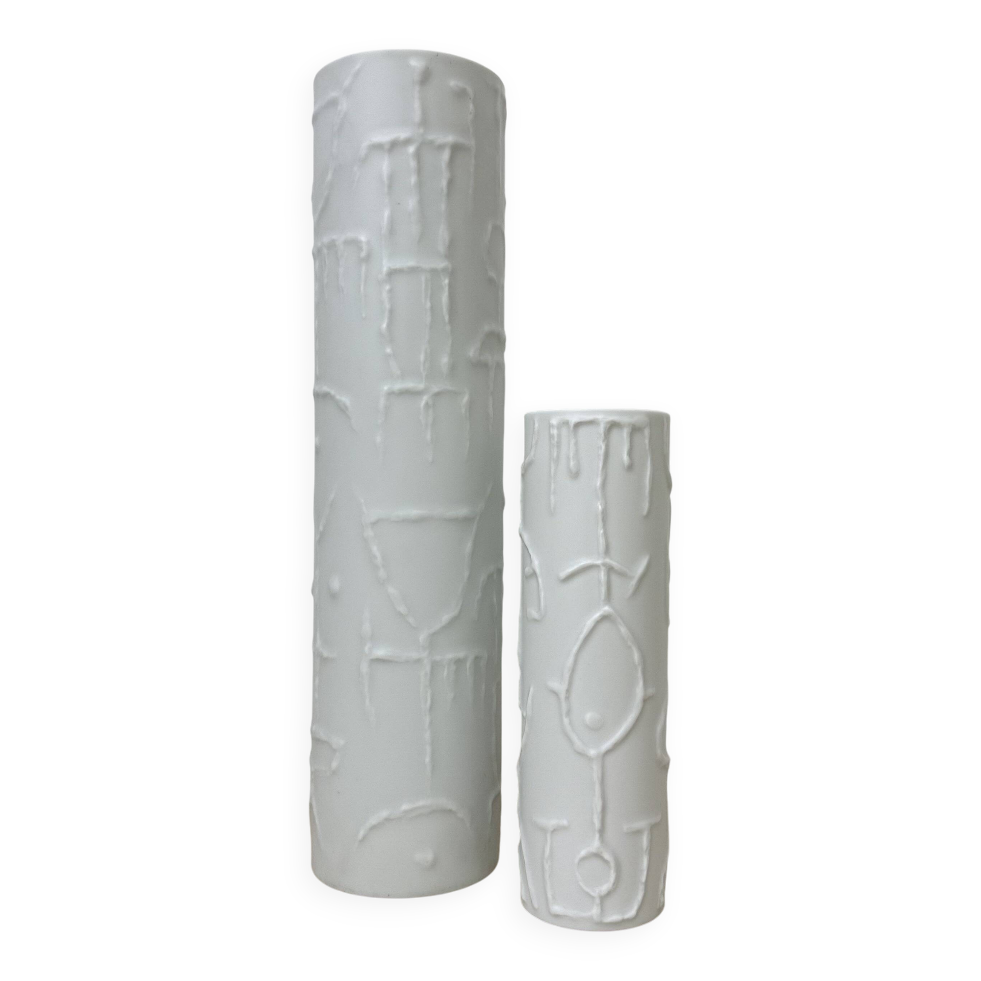 Set of 2 Abstract porcelain Vases by Cuno Fischer for Rosenthal, Germany, 1