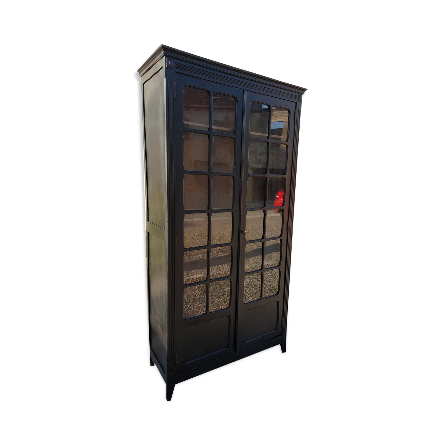 Parisian antique black patinated showcase