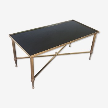 Brass coffee table and black glass top