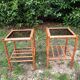 Paire de tables bambou et verre fumé