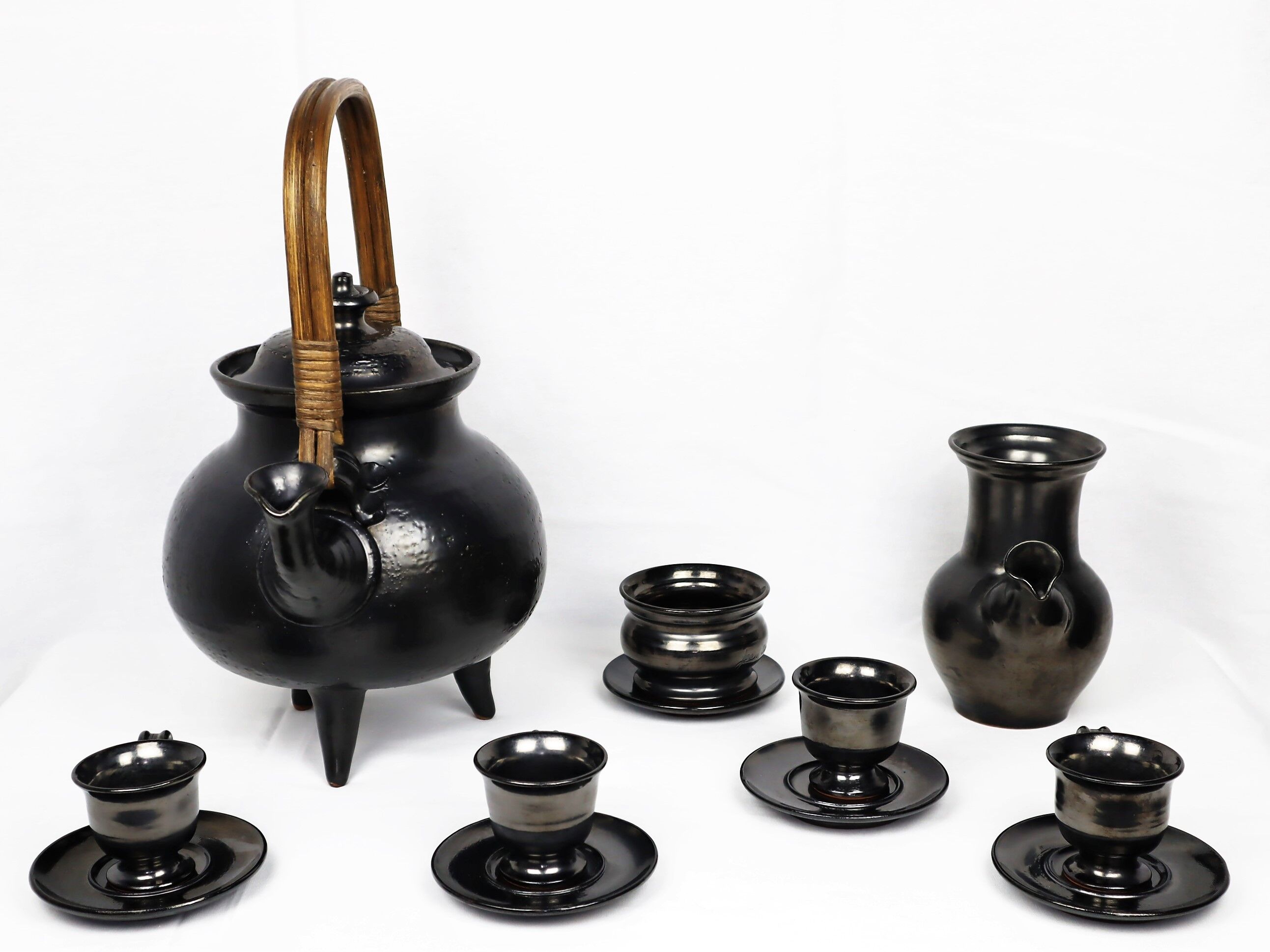Jean Marais Tea Service, black ceramic 1980