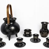 Jean Marais Tea Service, black ceramic 1980