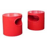 Pair of red Giano Vano bedside tables / side tables by Emma Gismondi for Artemide