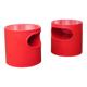 Pair of red Giano Vano bedside tables / side tables by Emma Gismondi for Artemide
