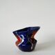 Ceramic vase / fat lava red, blue and white, 1970