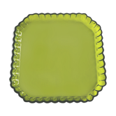 Plateau carré en verre ancien vert olive, années 1920/30