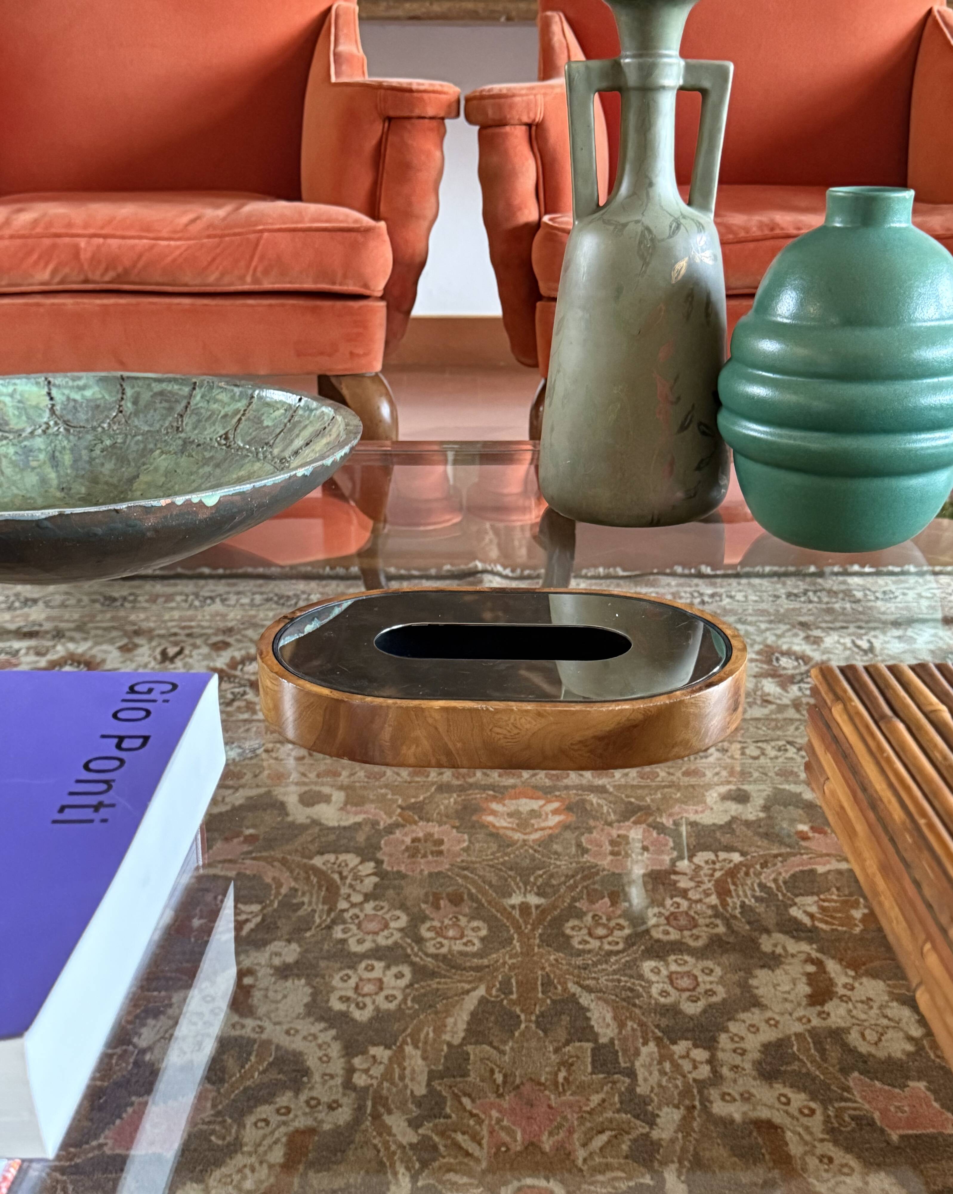 Mid-century olive wood ashtray, Italy ca. 1970