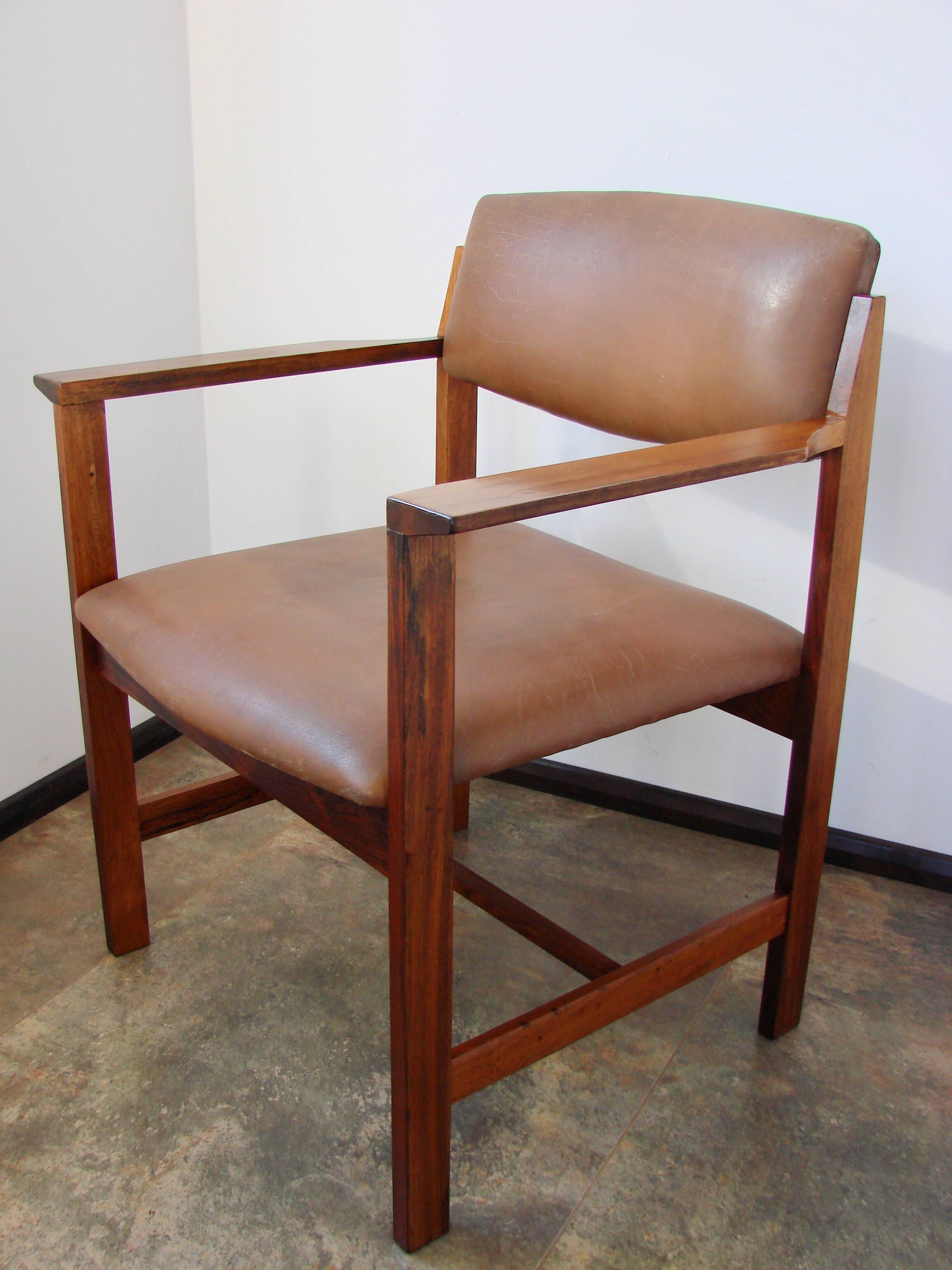 960s Scandinavian armchair – rosewood, leather, vintage