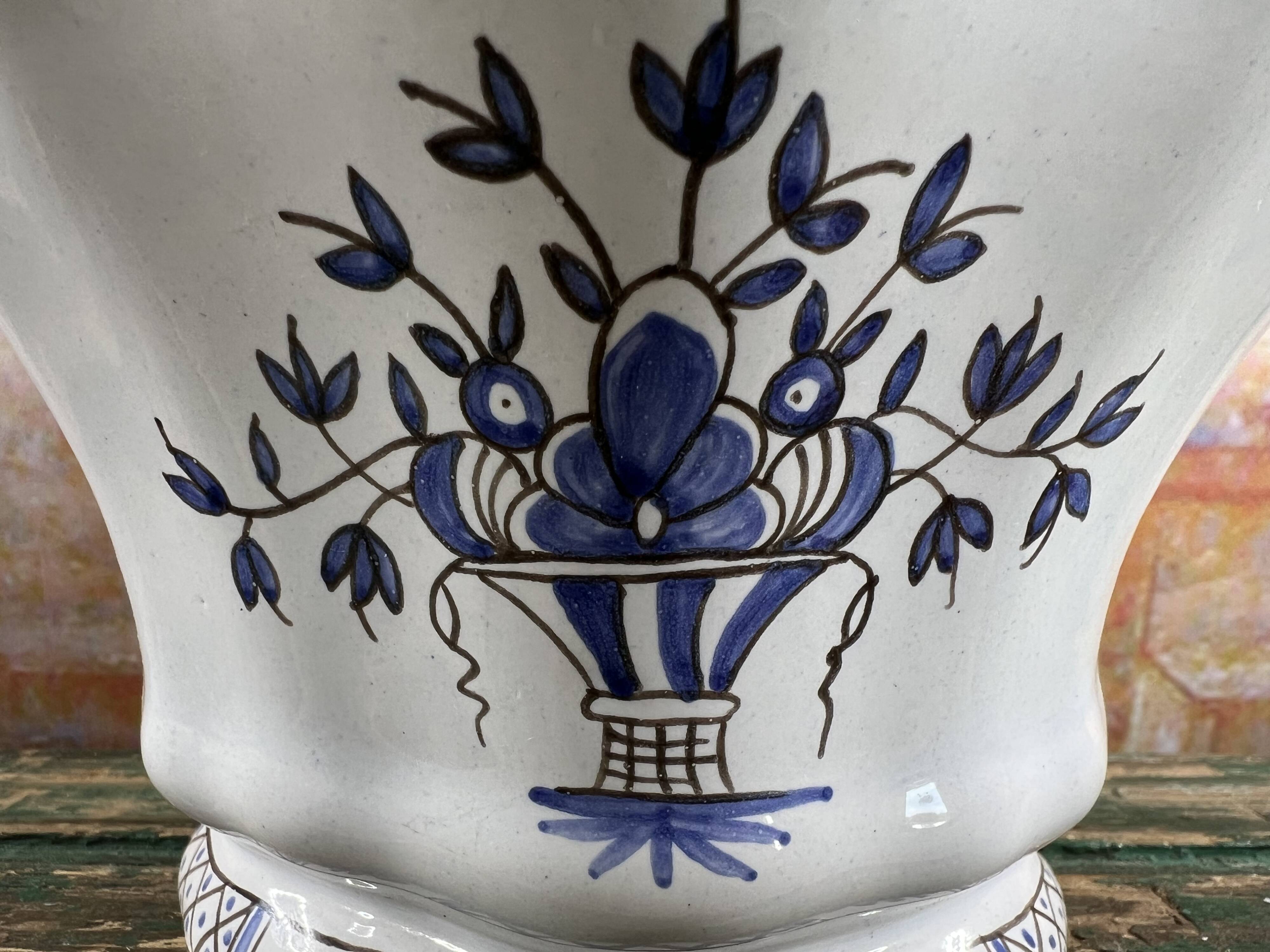 Handcrafted earthenware bouquet from the Monasteries of Bethlehem, blue decor