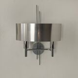 Pair of vintage wall lights, brushed metal and chrome, France 1960