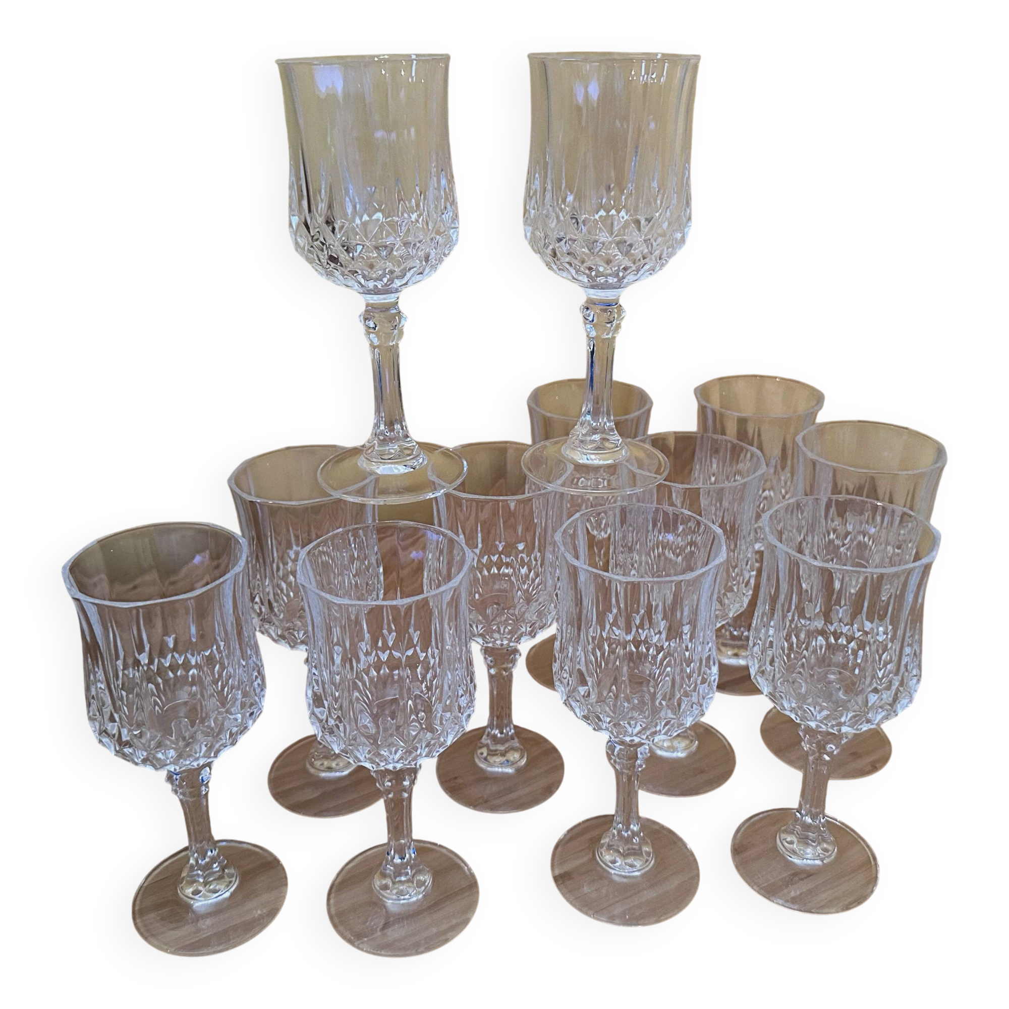 12 small glasses 12 cl "Lonchamp" Cristal d'Arques Vintage
