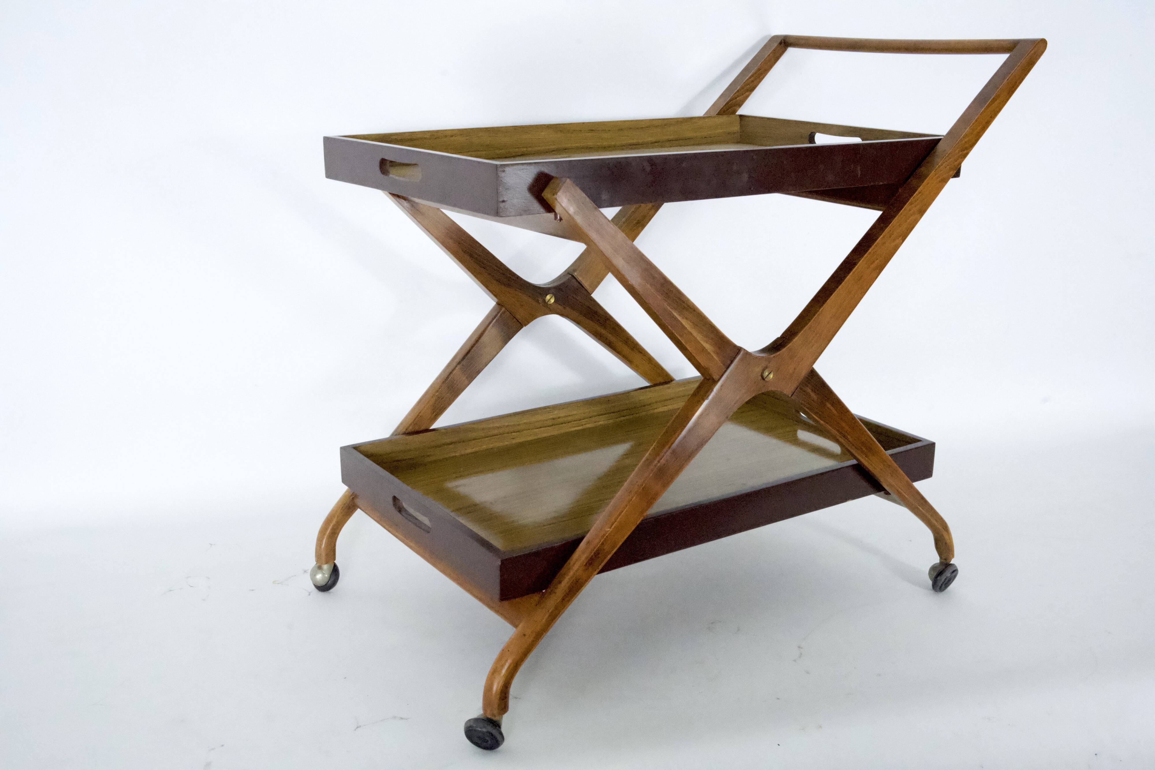 Mid-Century Wood and Formica Bar Cart, Italy 1950s.