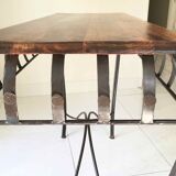 Chestnut console and wrought iron