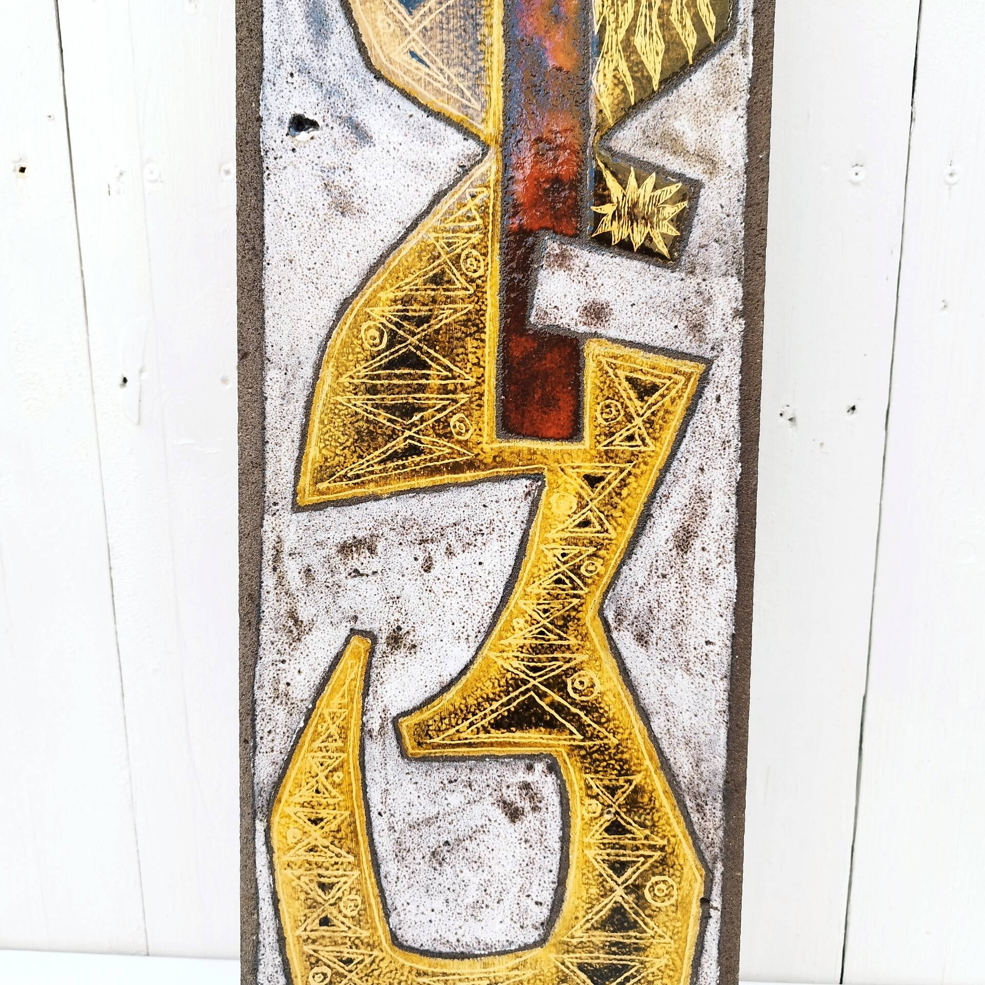 Enamelled ceramic plate abstract decoration Jean Jaffeux