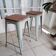 Pair of metal and wood stools