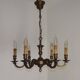 French Mid Century Brass & Copper 6 Light Traditional Style Chandelier 5571