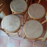 Bar stool caned curved wood