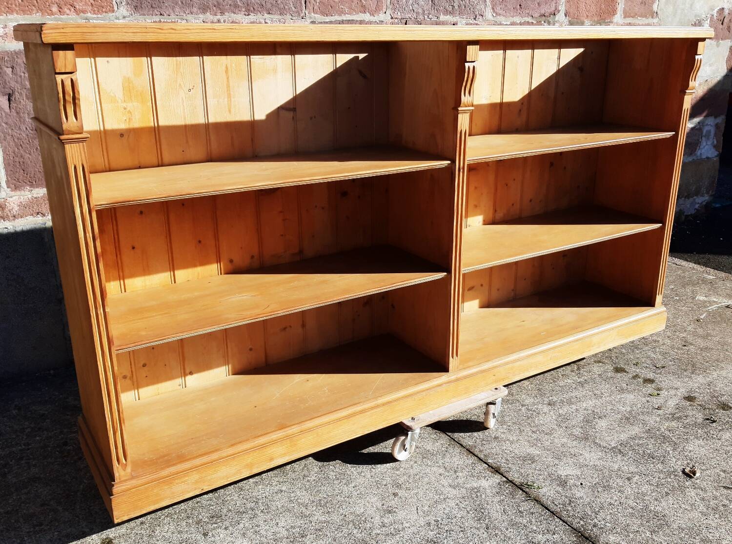 Pine bookcase (251 x 49 x height 288 cm)