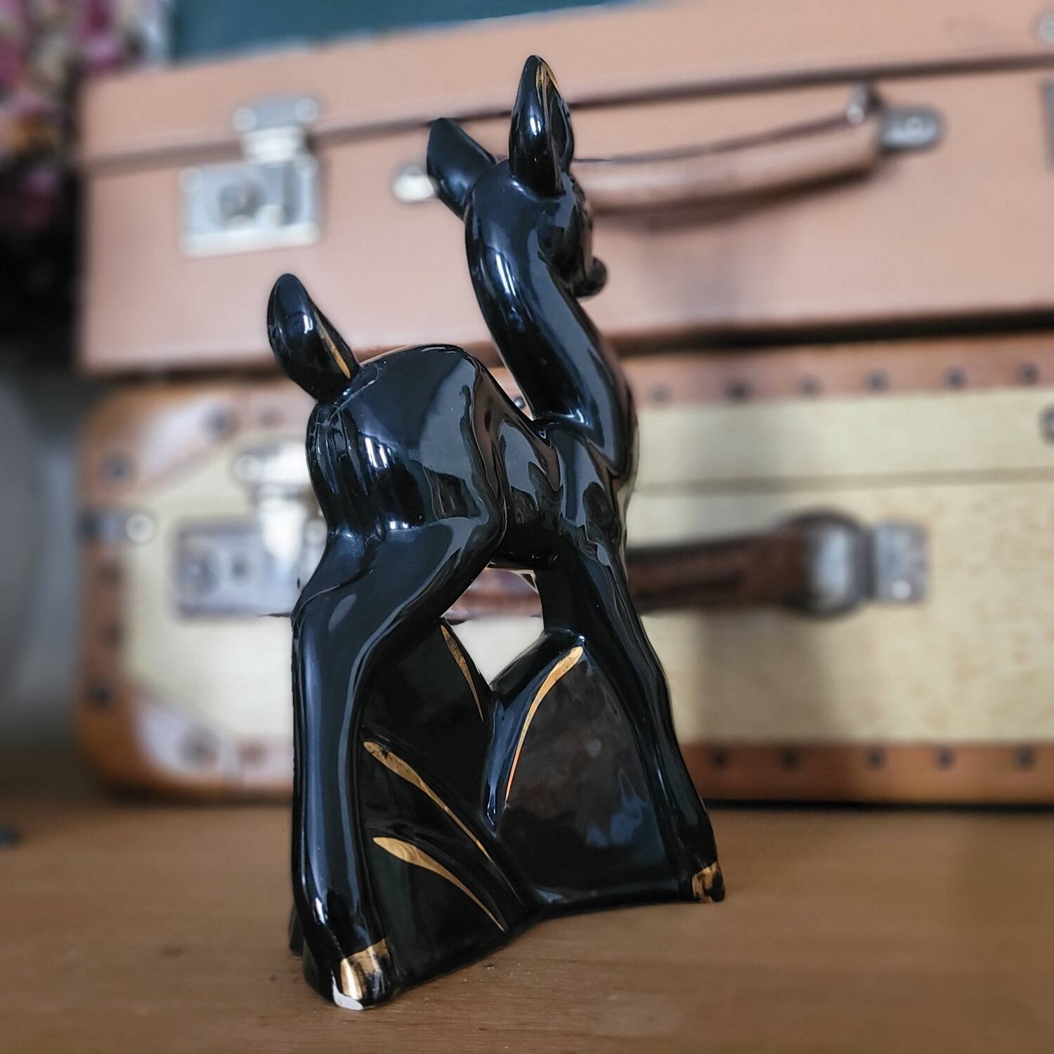 Black ceramic deer from the 1950s