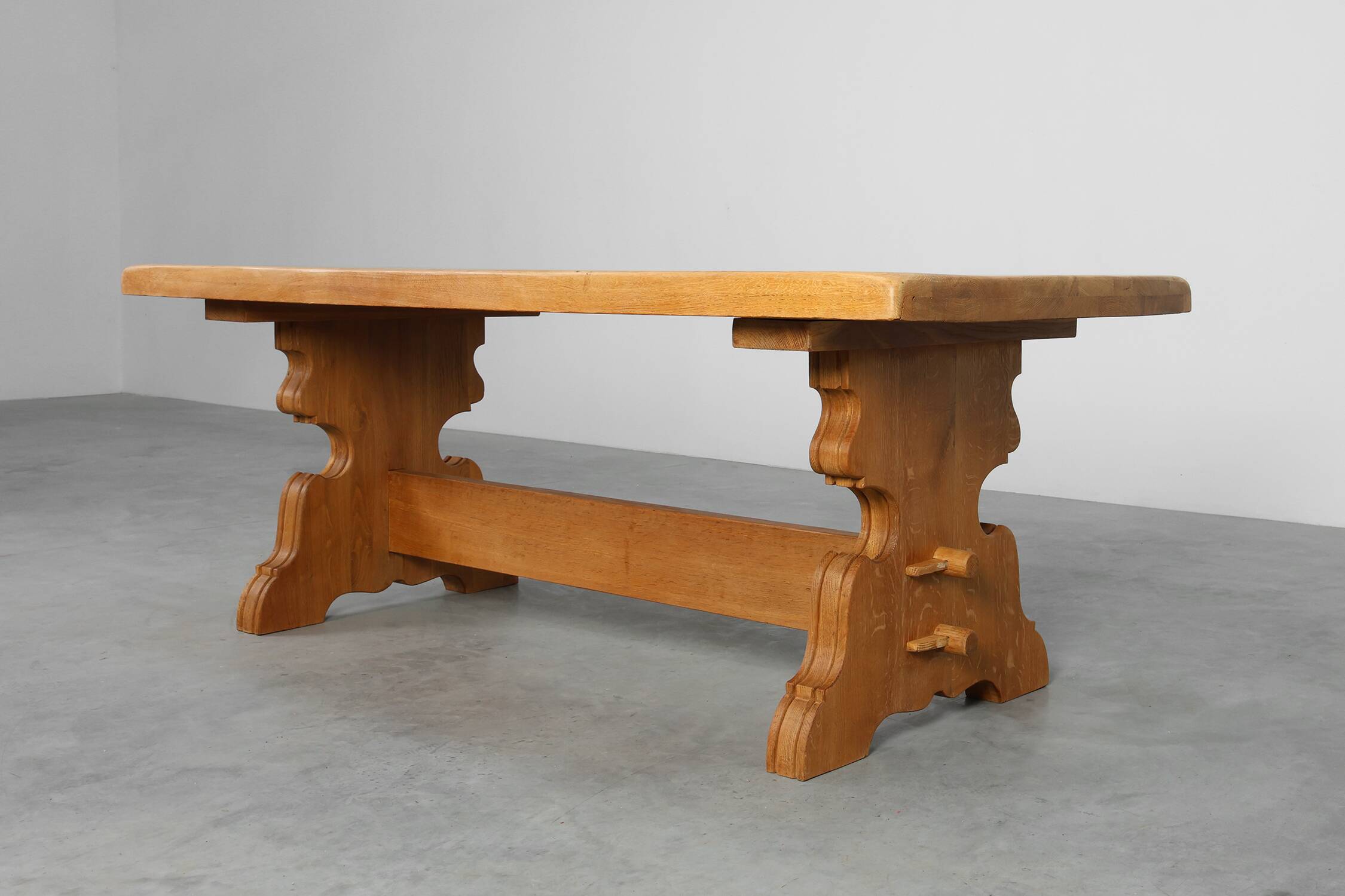 Mid‑20th‑Century Rustic Oak Dining Table, France 1960s