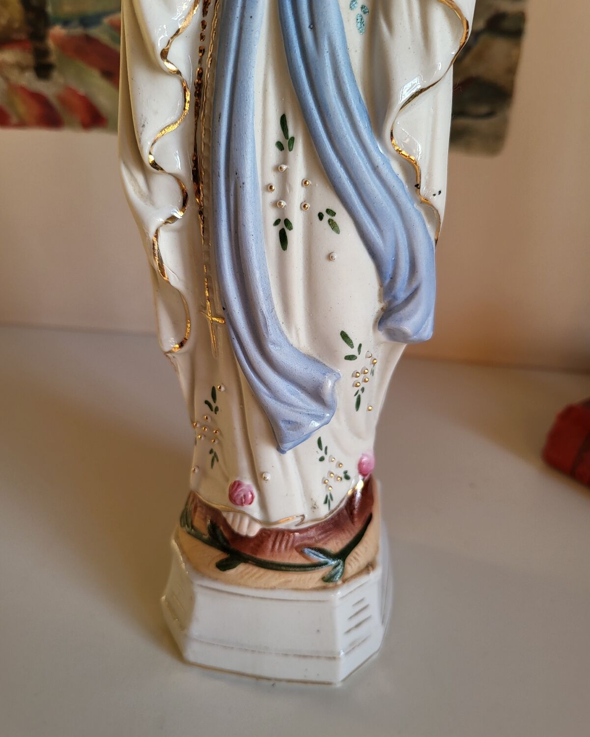 Religious Statuette of the Virgin Mary in Biscuit Porcelain