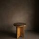 NALA side table stool in hand-carved solid recycled teak