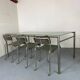 Modernist Italian Stainless Steel and Glass Dining Table, 1980s