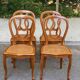 4 Louis Philippe curved wood caned dining chairs