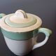 Old mint green sugar bowl from Moulin des Loups, model "Gondé", in good condition.