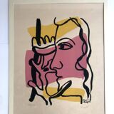 Fernand LEGER, Profile with Flower, c. 1948. Signed and stamped lithograph.