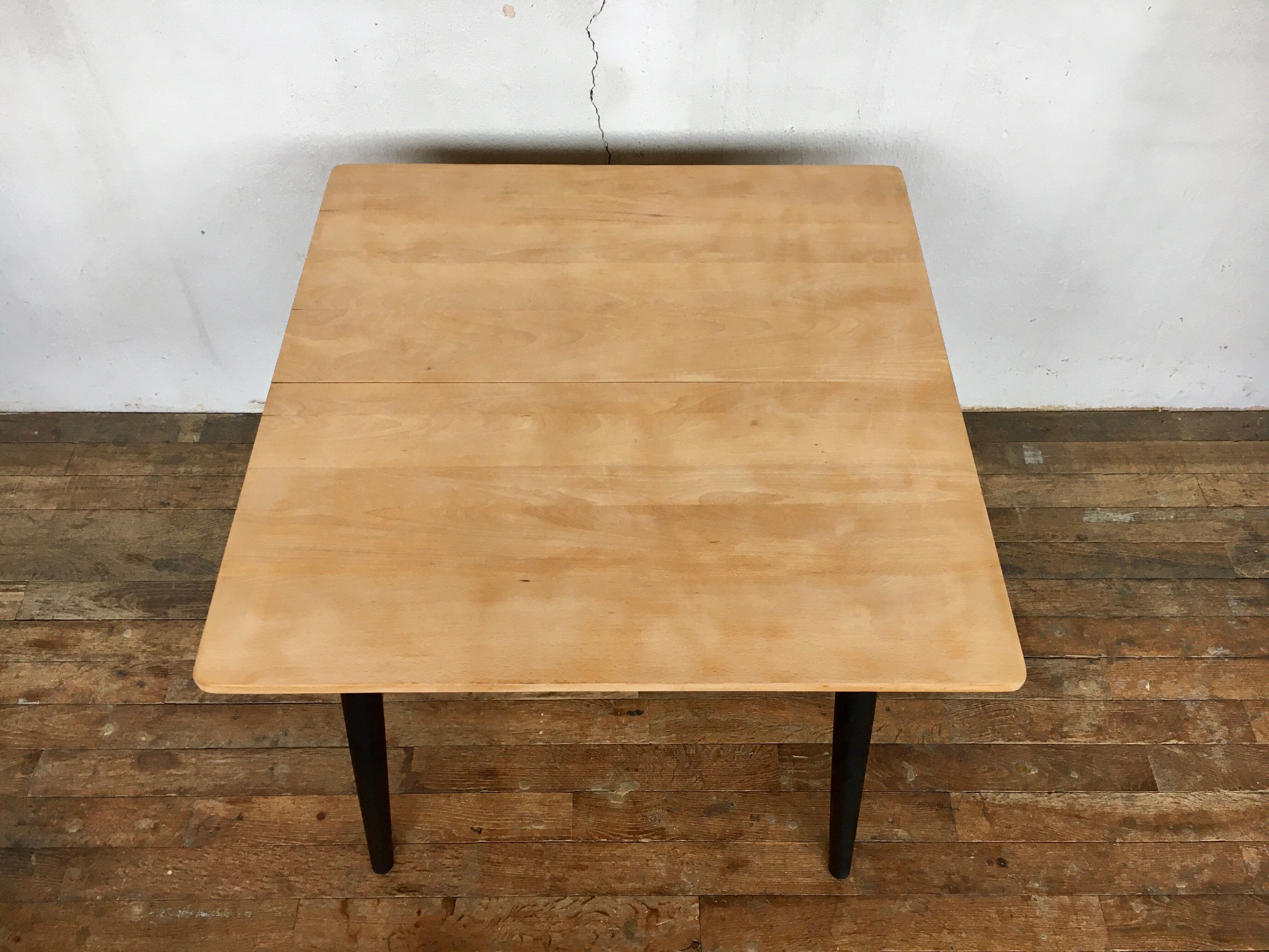 Vintage square table feet black compass tray solid beech