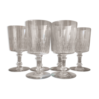 Set of 6 glasses of cut crystal wine