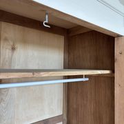 Parisian wardrobe with shelves, renovated oak wood.