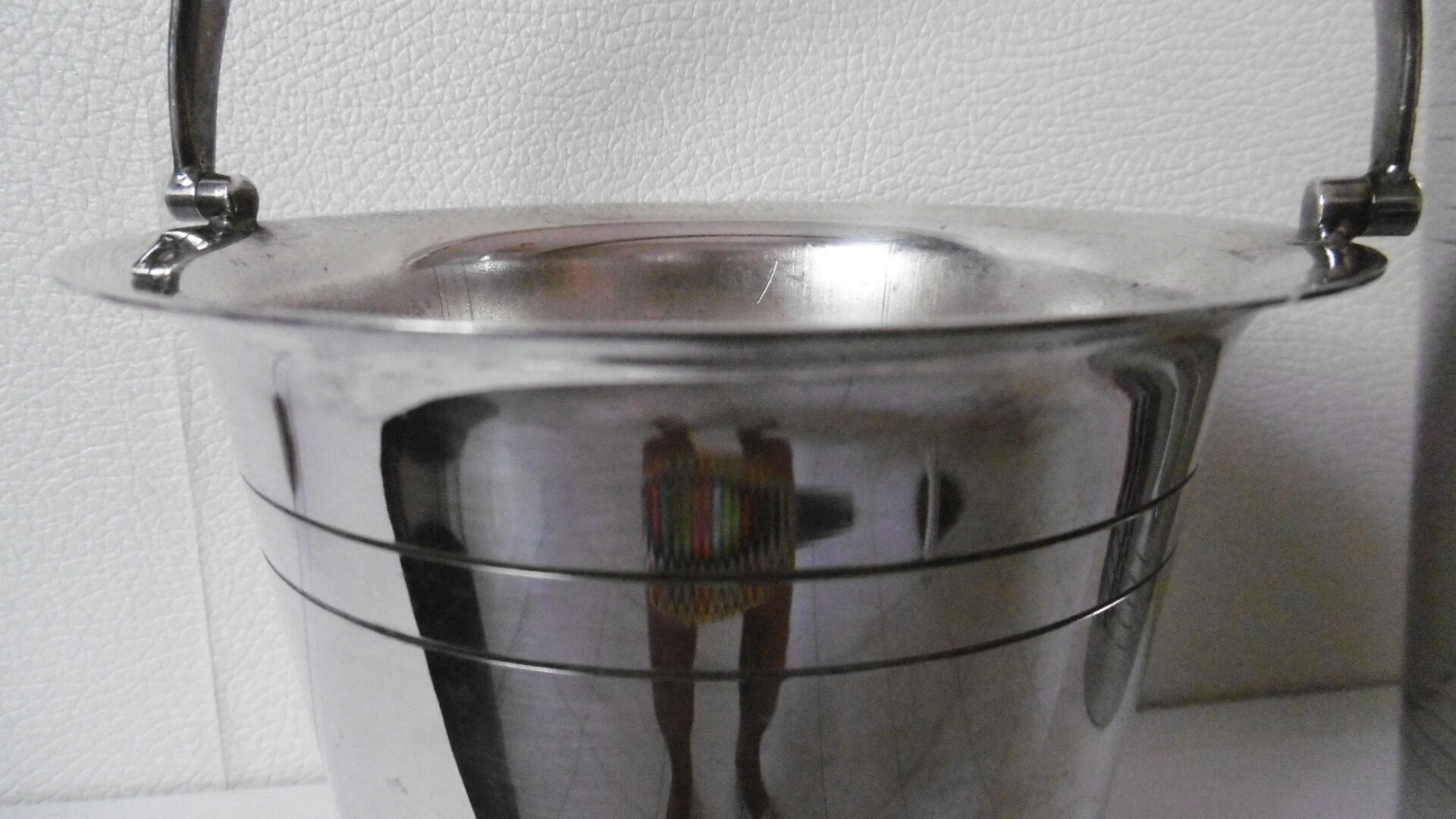 Silver metal shaker and ice bucket