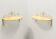 Pair of Wall-Mounted Brass and Murano Glass Console Tables / Nightstands