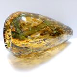Grand vase en verre de Murano jaune et vert attribué à Fratelli Toso avec aventurine