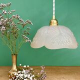 Suspension abat-jour vintage en verre dépoli