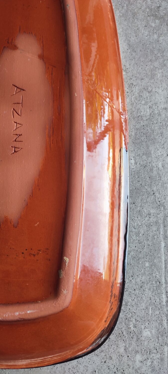 Elongated platter signed Thomas Buxó, Atzana workshop, modernist ceramics