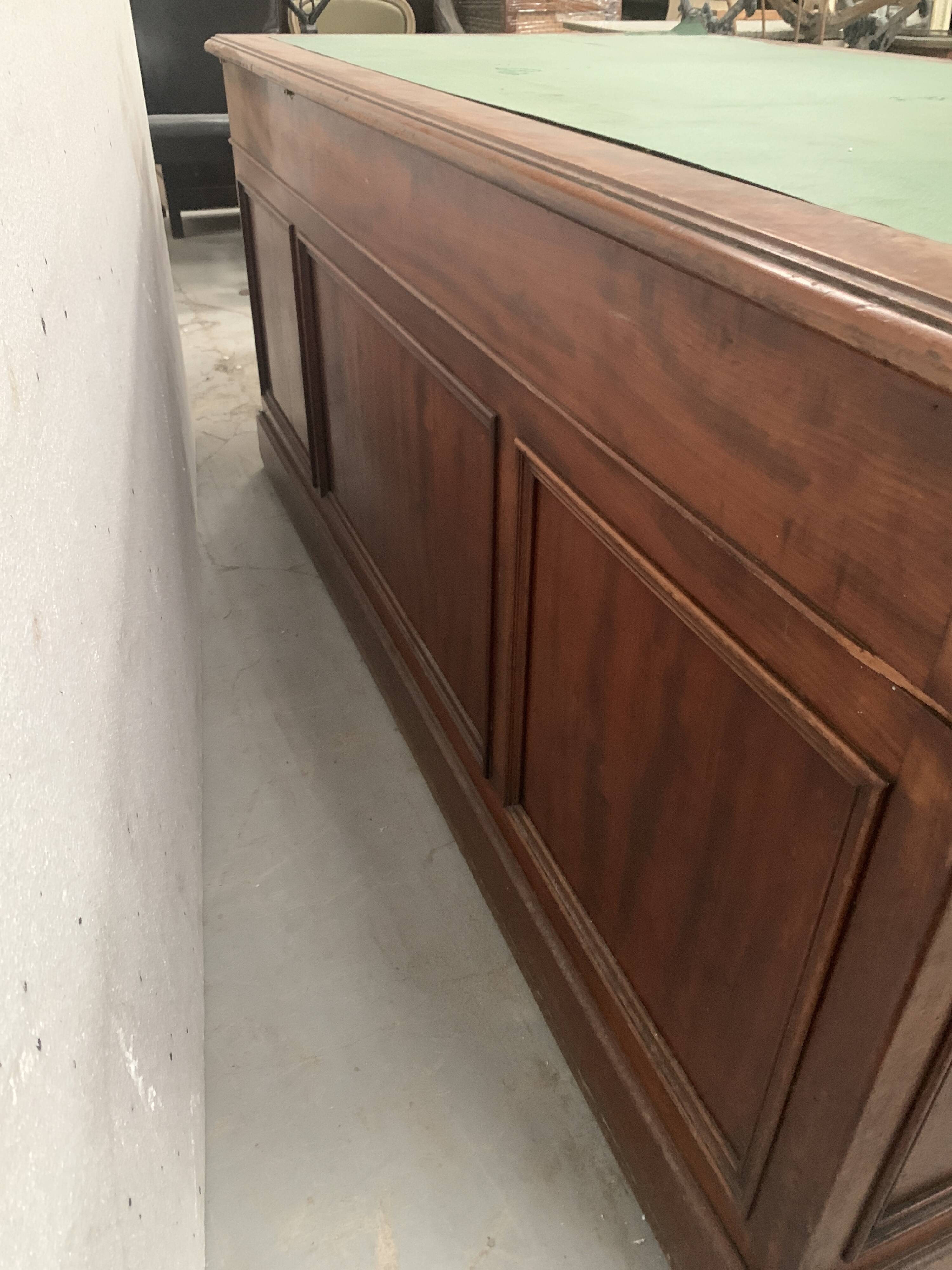 Napoleon III style flat desk with pedestal in 19th century mahogany