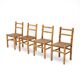 Chaises vintage en rotin et paille tissée, années 1960, lot de 4