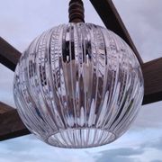 Suspension ball in thick striated glass design lighting year 1980 space age