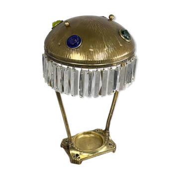 Large Jugendstil desk lamp with crystals