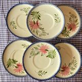 6 vintage Charolles dessert plates with hand-painted floral decor