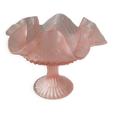 Small pink glass bowl on shabby foot, empty pocket