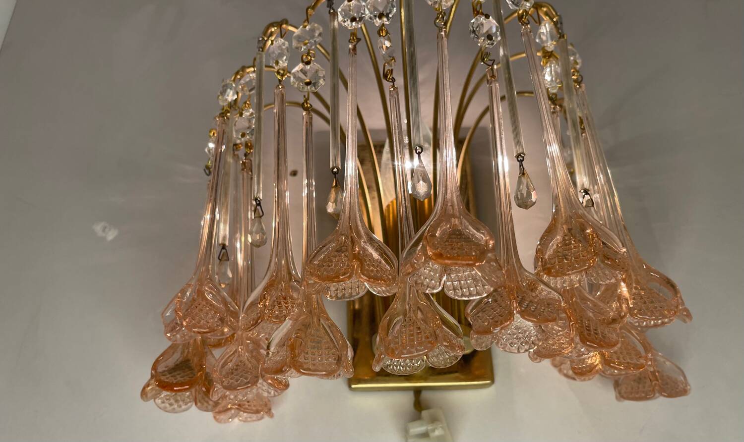 Pink Murano Glass Flower Sconces 1970’s