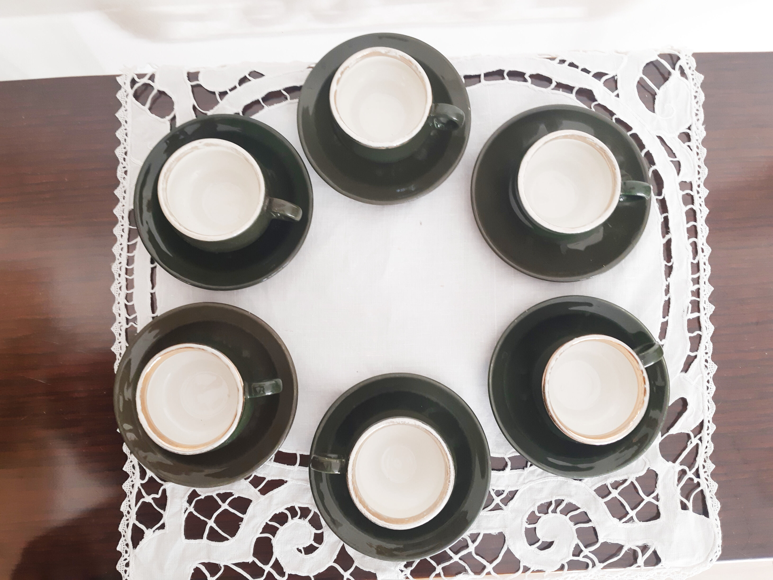Tasses à café bistrot  Helvetia , vertes et or