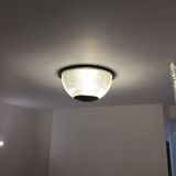 Black holophane wall light