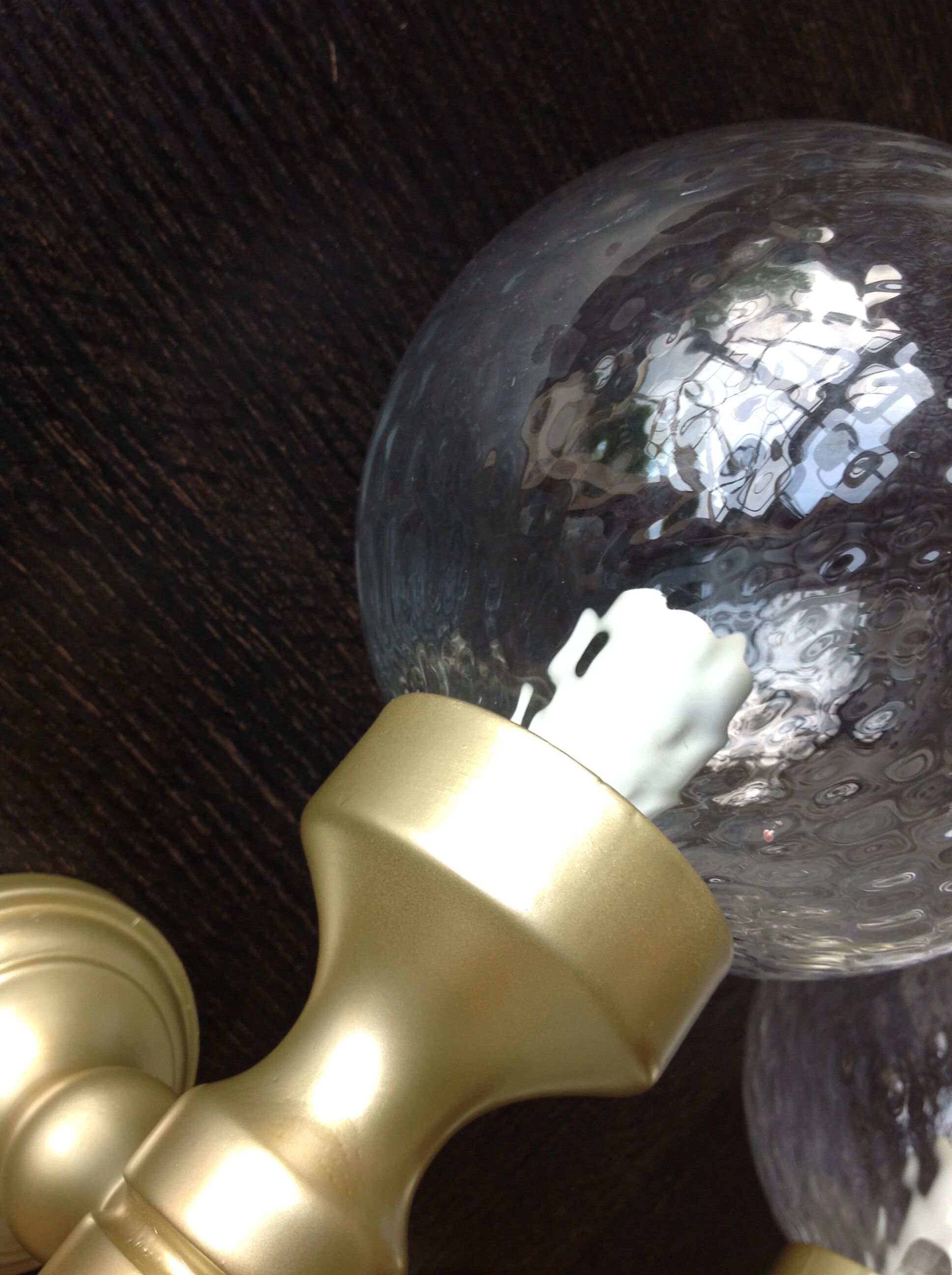 Pair of glass and gilded wood globes /vintage 60-70