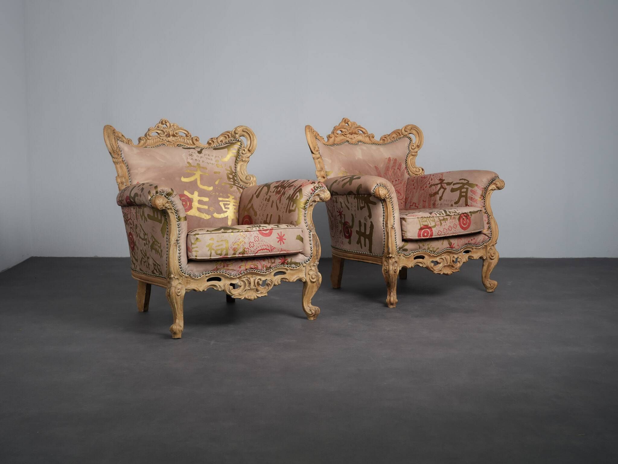 Pair of Baroque armchairs by The People of the Labyrinths, Netherlands, 2000s
